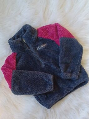 Columbia Fire Side II Half Zip Fleece Pullover. Pink And Gray. Girls 4/5.